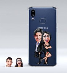 Kişiye Özel Sevgililer Karikatürlü Samsung Galaxy A10s İnce Şeffaf Silikon Telefon Kapağı-6
