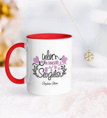 Kişiye Özel Yılın En Sempatik Sevgilisi Kırmızı Kupa ve Kar Tanesi Kolye