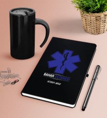 Kişiye Özel Eczane Siyah Defter Kalem Termos Mug Seti-2