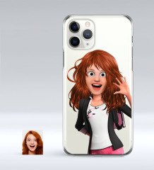 Kişiye Özel Kadın Animasyon Karikatürlü iPhone 11 Pro İnce Şeffaf Silikon Telefon Kapağı-5