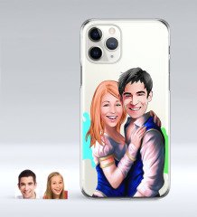 Kişiye Özel Sevgililer Karikatürlü iPhone 11 Pro İnce Şeffaf Silikon Telefon Kapağı-40