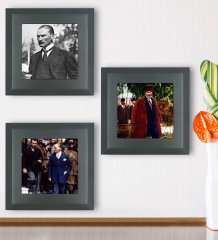 BK Gift Atatürk Tasarımlı 3âlü Ahşap Çerçeveli Taş Duvar Dekoru-44