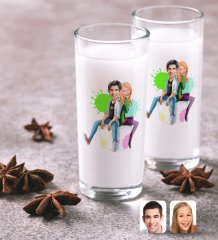 Kişiye Özel Sevgililer Karikatürlü İkili Rakı Bardağı Seti-35