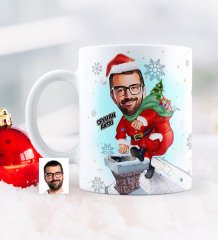 Kişiye Özel Yılbaşı Temalı Bay Karikatürlü Beyaz Kupa Bardak - 3