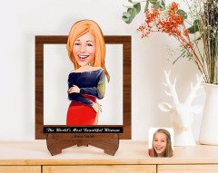 Personalized Women's Day The Most Beautiful Woman in the World with Cartoon Wooden Stand 3D Trinket-21