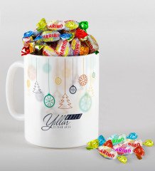 Kişiye Özel Yılbaşı Mutlu Yıllar Beyaz Kupa ve Haribo Şeker Hediye Seti-15
