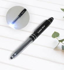 Kişiye Özel Işıklı Dokunmatik Siyah Metal Roller Kalem