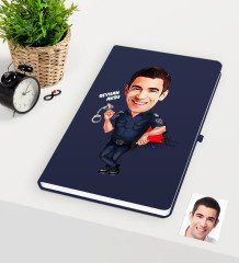 Kişiye Özel Bay Polis Karikatürlü Lacivert Defter - 2