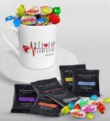 Kişiye Özel Acil Tıp Teknisyeni Türk Kahvesi Fincanı Selamlique Karışık Türk Kahvesi ve Haribo Şeker Hediye Seti-2