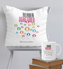 Kişiye Özel Rehber Öğretmen Temalı Yastık Kupa Seti - 1