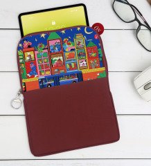 BK Gift Modern Soyut Tasarımlı Taşınabilir Koruyucu Tablet Kılıfı & Organizer Çanta - Bordo-10