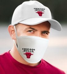 NBA Chicago Bulls Beyaz Şapka ve Yıkanabilir Maske Seti