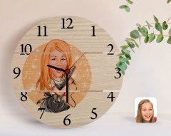 Kişiye Özel Kadın Kuaför Karikatürlü Otantik Ahşap Palet Saat-2