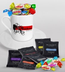 Kişiye Özel Saç Stilisti Türk Kahvesi Fincanı Selamlique Karışık Türk Kahvesi ve Haribo Şeker Hediye Seti-2
