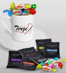 Kişiye Özel Terzi Türk Kahvesi Fincanı Selamlique Karışık Türk Kahvesi ve Haribo Şeker Hediye Seti-1