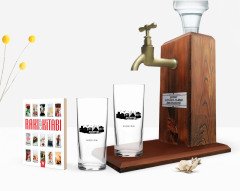 Kişiye Özel Renkli Baskılı Adana Tasarımlı Turistik İkili Rakı Bardağı Ahşap Rakı Standı ve Cep Kitabı Hediye Seti-1