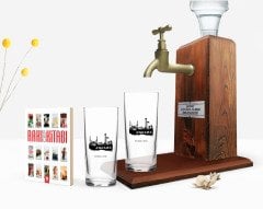 Kişiye Özel Renkli Baskılı Ankara Tasarımlı Turistik İkili Rakı Bardağı Ahşap Rakı Standı ve Cep Kitabı Hediye Seti-2