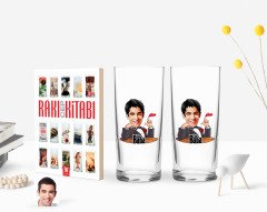 Kişiye Özel Renkli Baskılı Godfather Baba Karikatürlü İkili Rakı Bardağı ve Rakı Cep Kitabı Hediye Seti-6