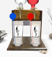 Kişiye Özel Renkli Baskılı Atatürk Temalı İkili Vodka Bardağı ve Çift Musluklu Doğal Ahşap Vodka Standı-22