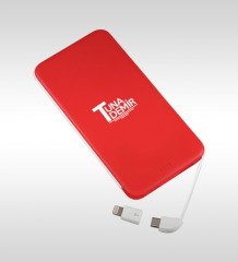 Kişiye Özel PB-164 Kırmızı 5000 mAh Lityum Pil Hızlı Şarj Powerbank