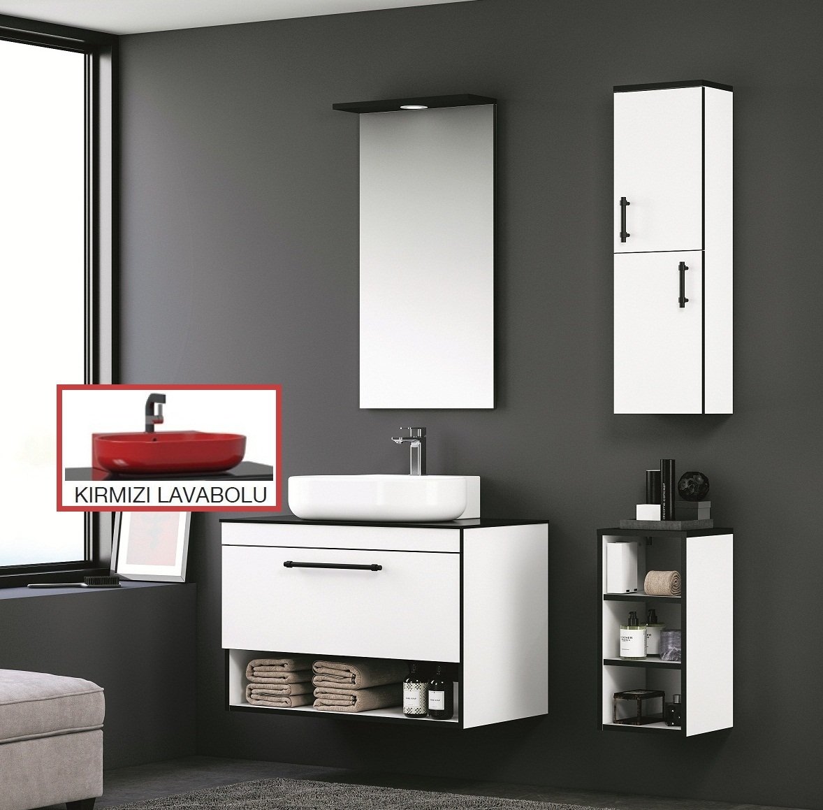 Orka Knidos 70 Banyo Dolabi Beyaz Kirmizi Lavabolu Boy Dolaplari Harictir Orka Knidos 70 Banyo Dolabi Beyaz Kirmizi Lavabolu Boy Dolaplari Harictir
