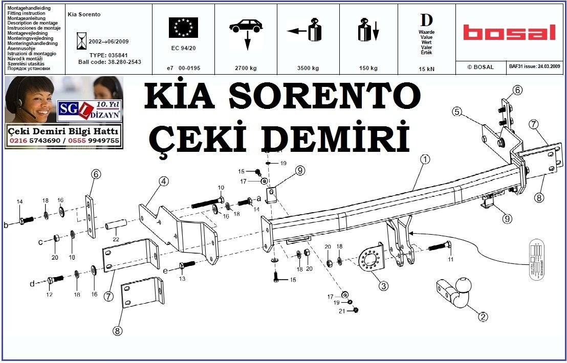 Sgl 21304a Kia Sorento Ceki Demiri 2002 2009 Kia Sorento Aksesuarlari