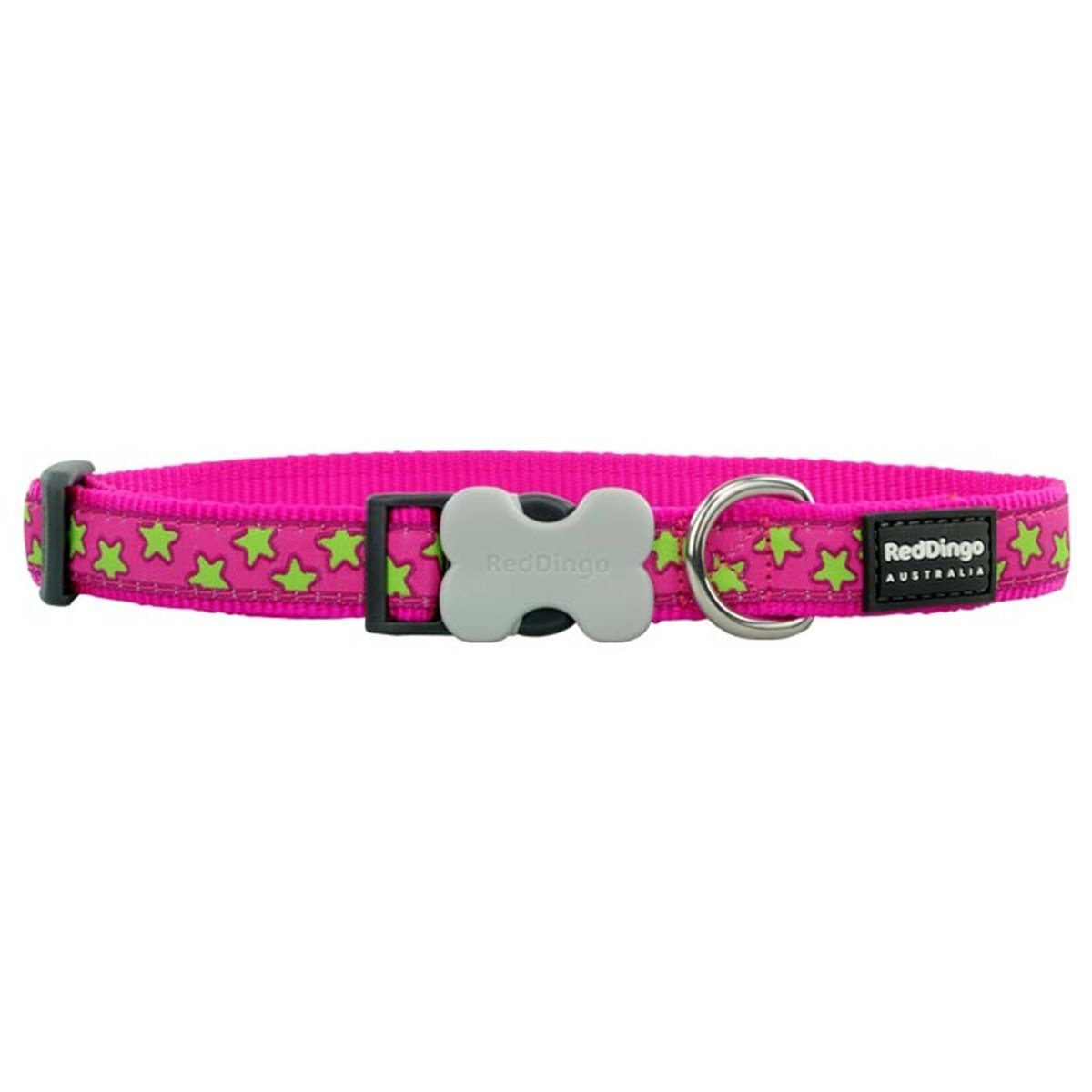 Red Dingo Stars Lime Desenli Kopek Boyun Tasmasi 25 Mm Pembe Petza
