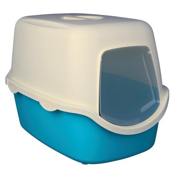 Trixie Kapalı Kedi Tuvaleti Mavi/Beyaz 40x40x56 Cm Petza