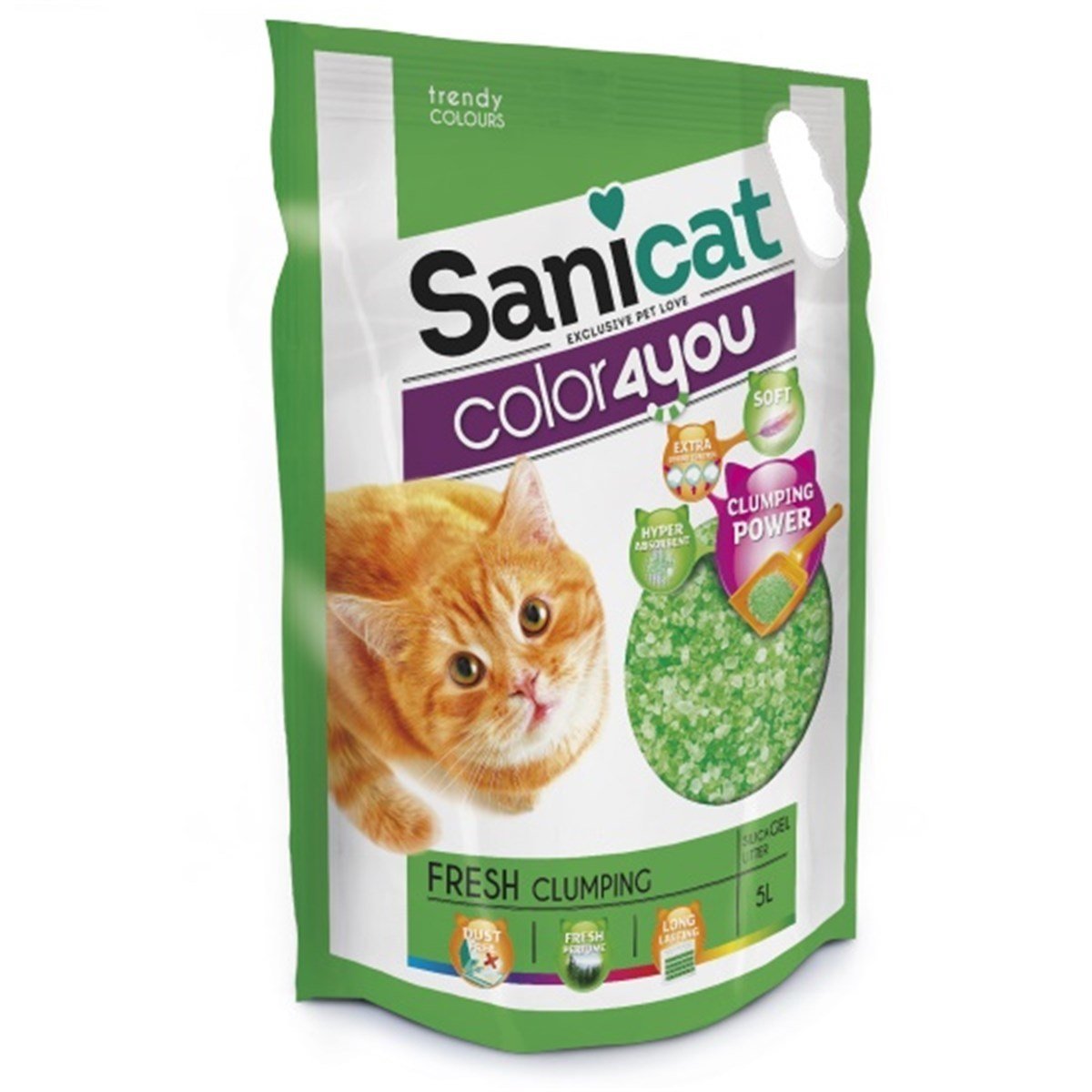 Sanicat Fresh Parfümlü Topaklanan Silika Kedi Kumu 5 L Petza