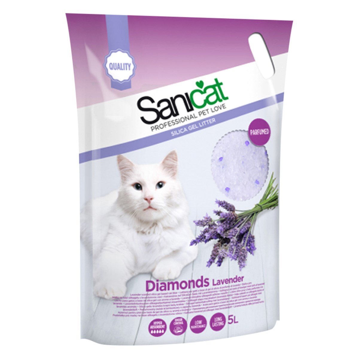 Sanicat Diamonds Lavender Silika Kedi Kumu 5 L Petza