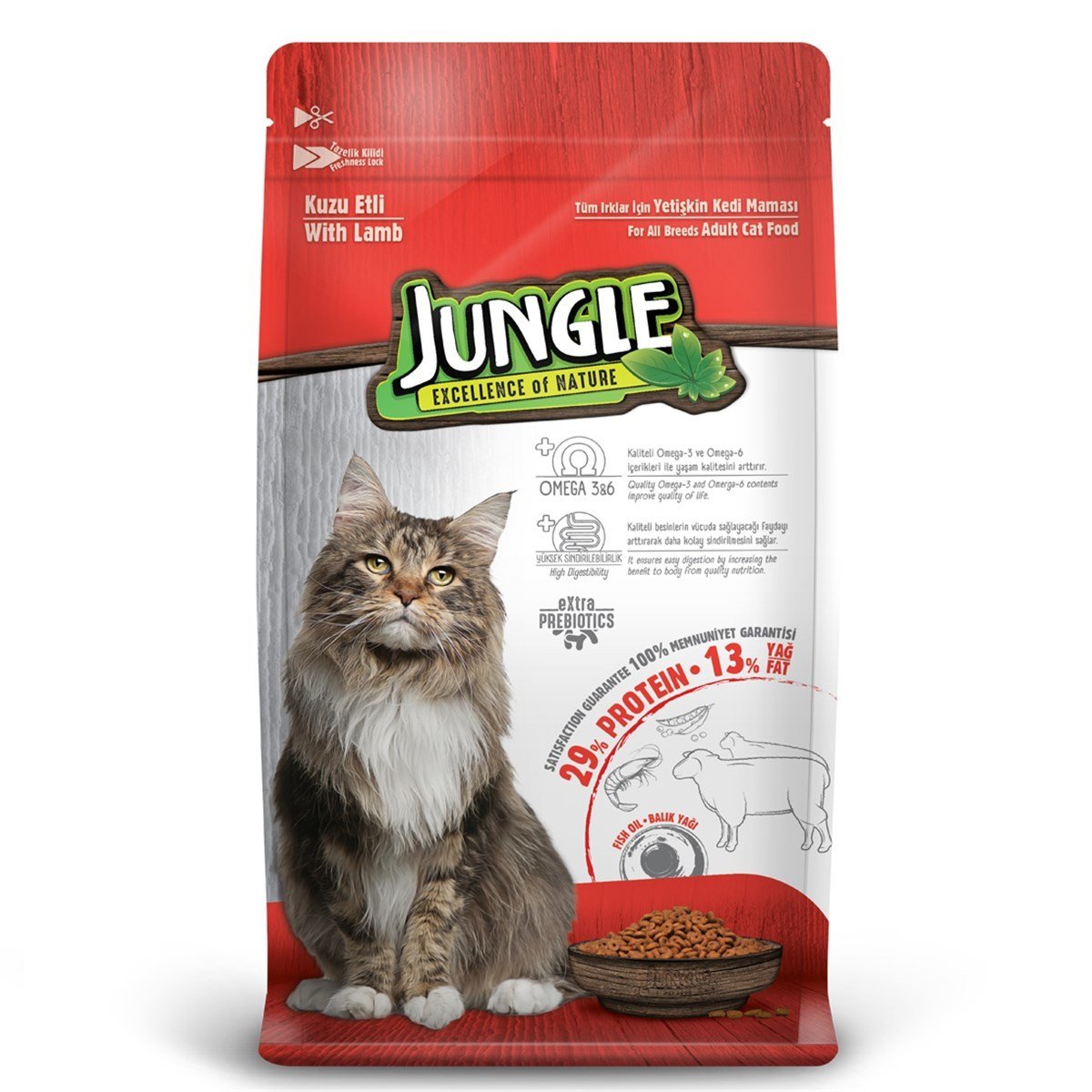 Jungle Kuzulu Yetişkin Kedi Maması 500 gr Petza