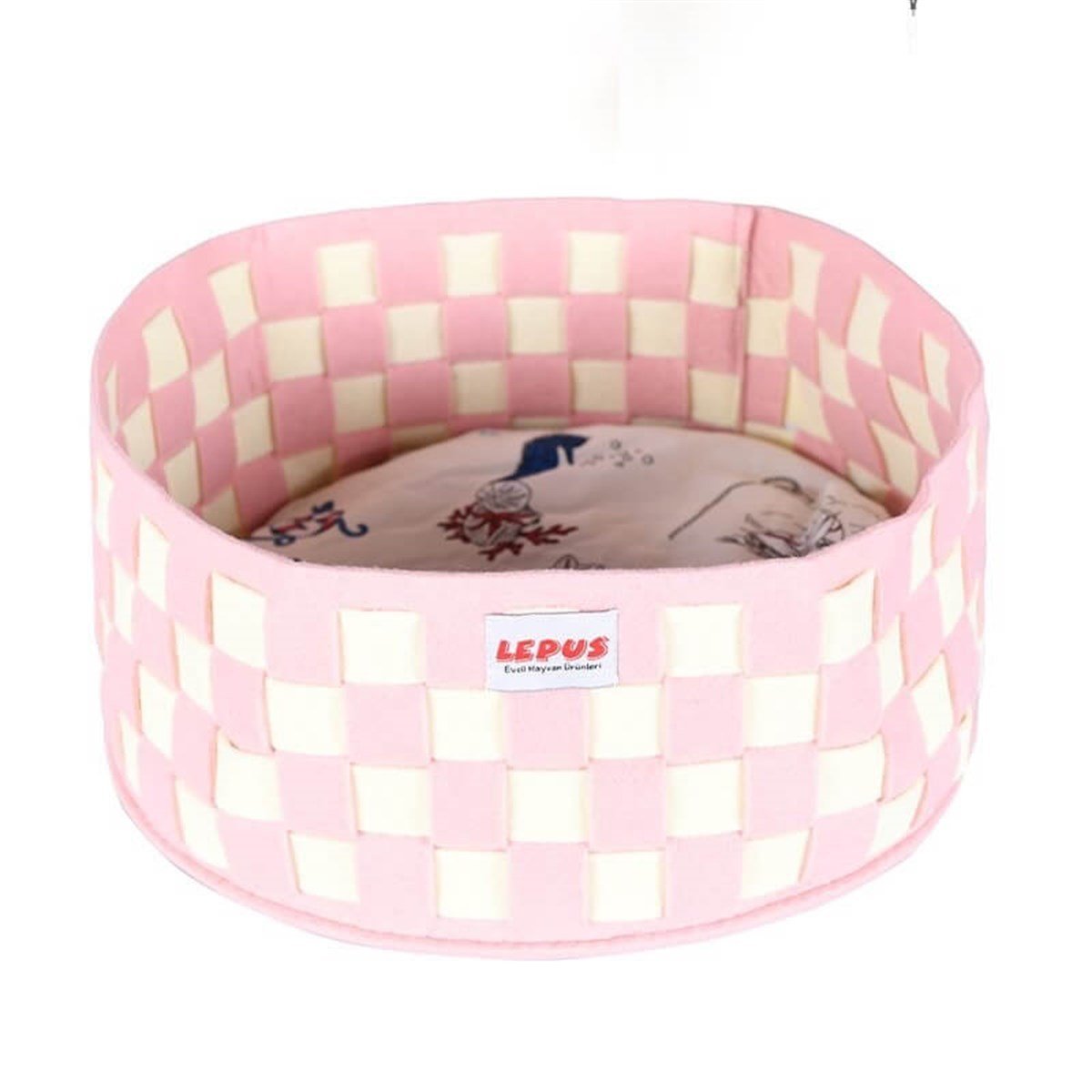Lepus Kedi Ve Küçük Köpekler İçin Örgü Yatak Pembe Petza