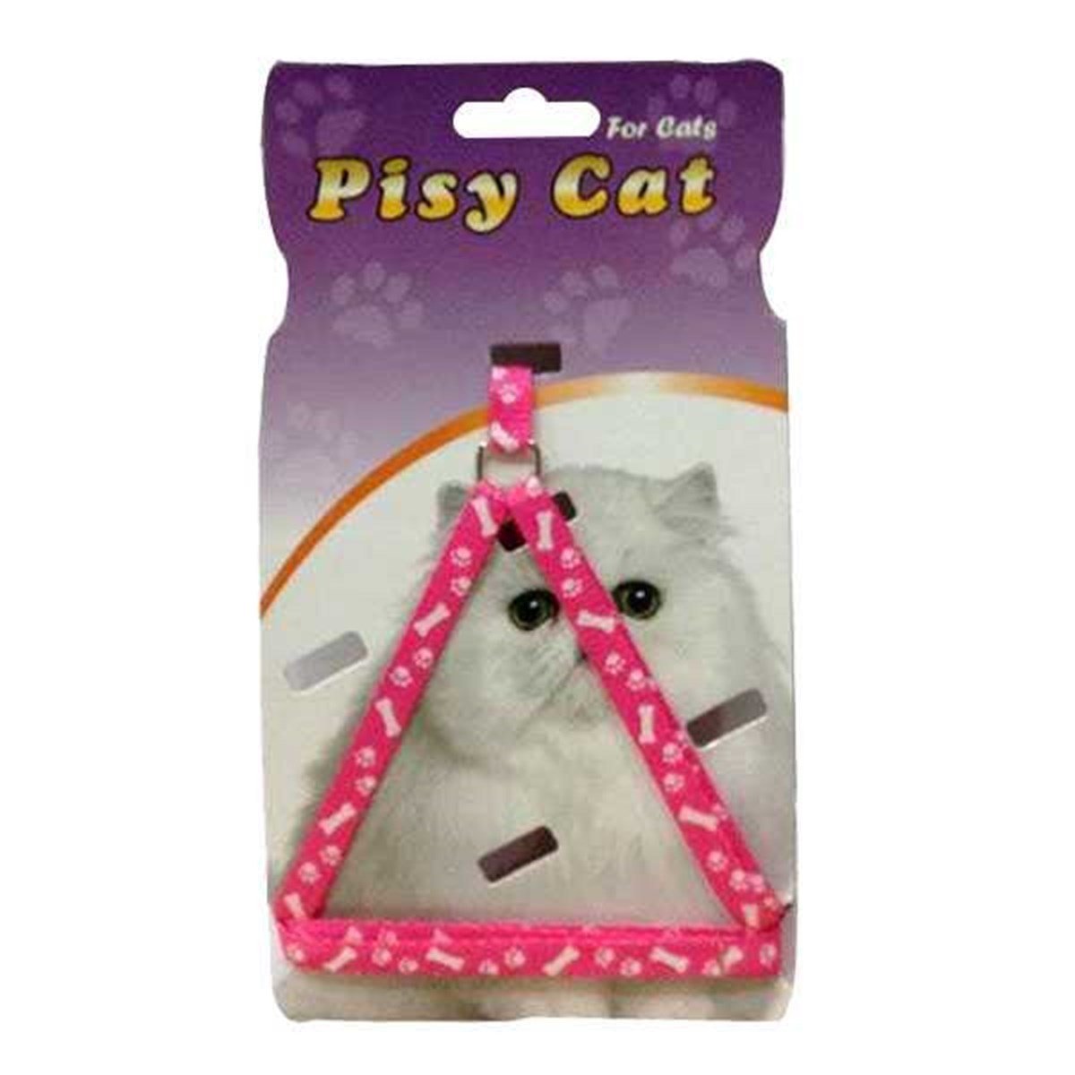 Pisy Cat Kemik Desenli Pembe Kedi Göğüs Tasması Petza