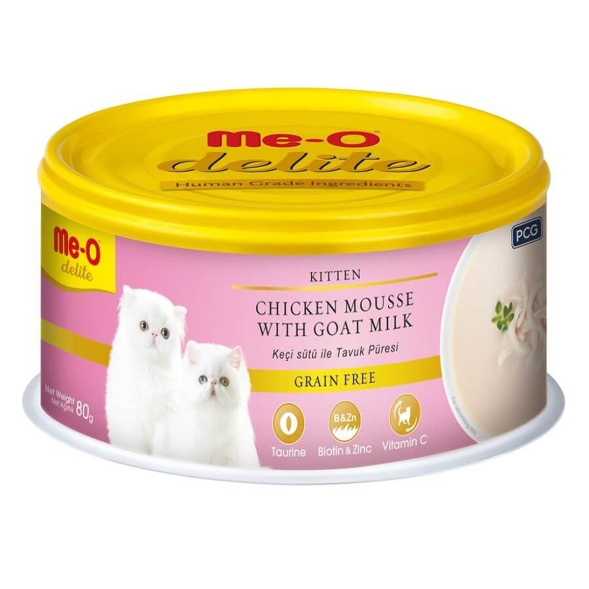 MEO Delite Tahılsız Keçi Sütlü Tavuklu Yavru Kedi Konservesi 80gr Petza