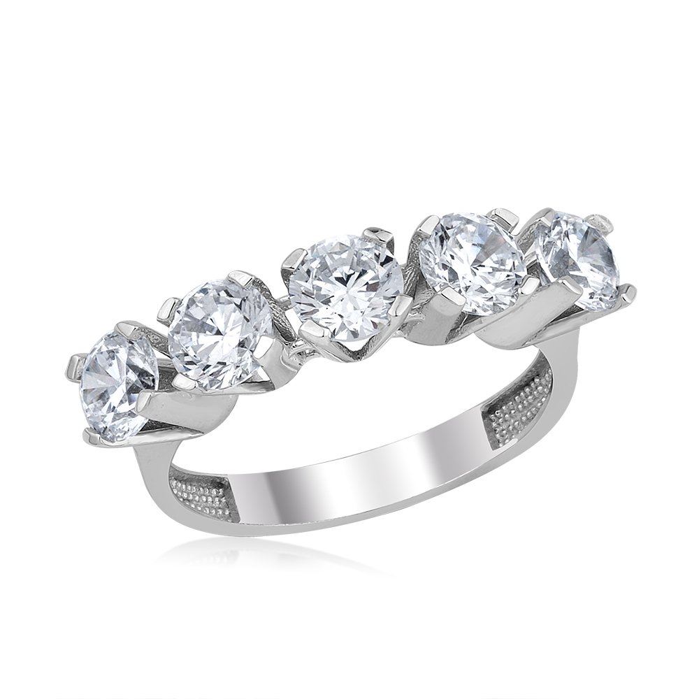 Swarovski Bestas 14 Ayar Beyaz Altin Yuzuk Bilezikci 5 Tas Yuzukler