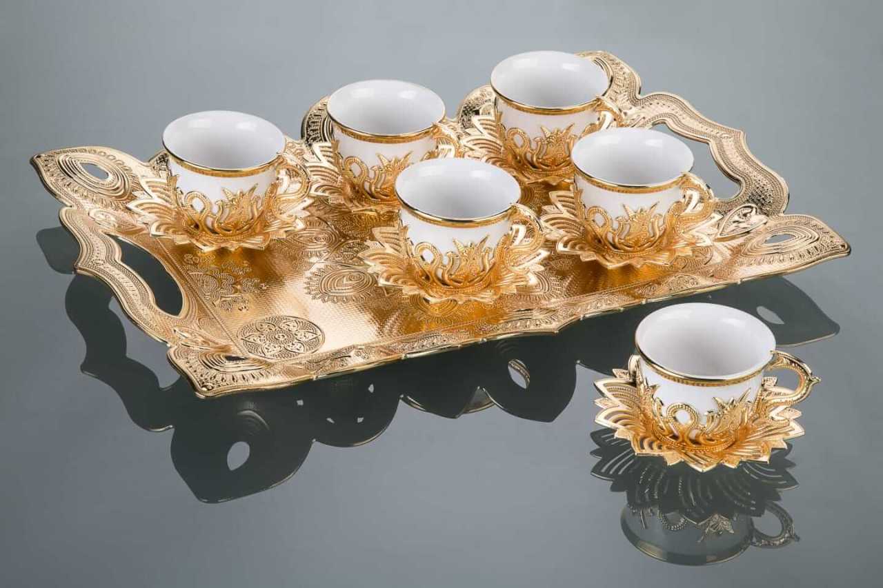 Tepsili Otantik Gold 6�lı Kahve Fincanı Set